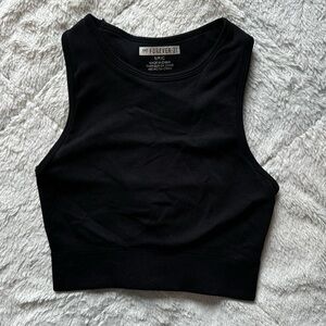 Black crop top with a semi open back